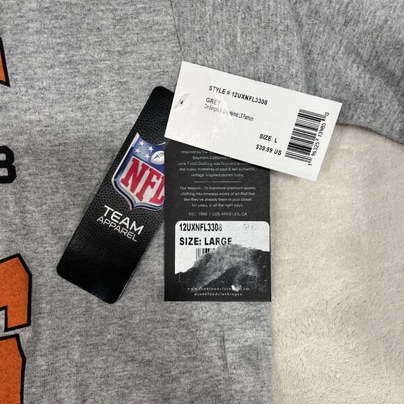 Cincinnati Bengals Junk Food Helmet Logo Gray Long Sleeve T-Shirt Men’s Large - Picture 7 of 7